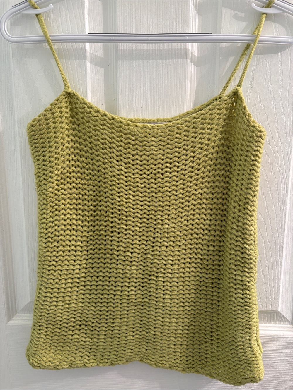 Bonnie and Bill Knit Spaghetti-Strap Tank Top in Chartreuse